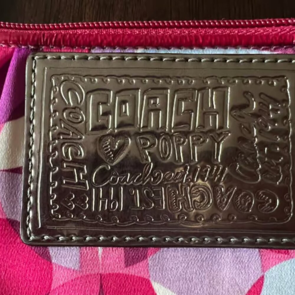 Coach Poppy Pink Signature Wristlet